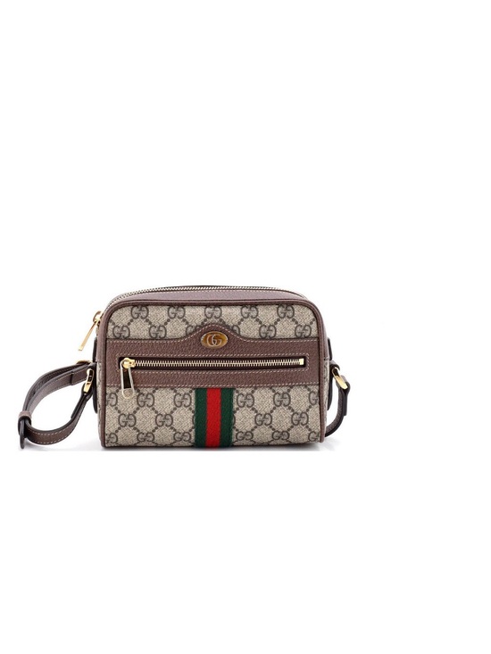 Gucci Handbags - Gucci Brown GG Supreme Canvas Crossbody with Green-Red Web